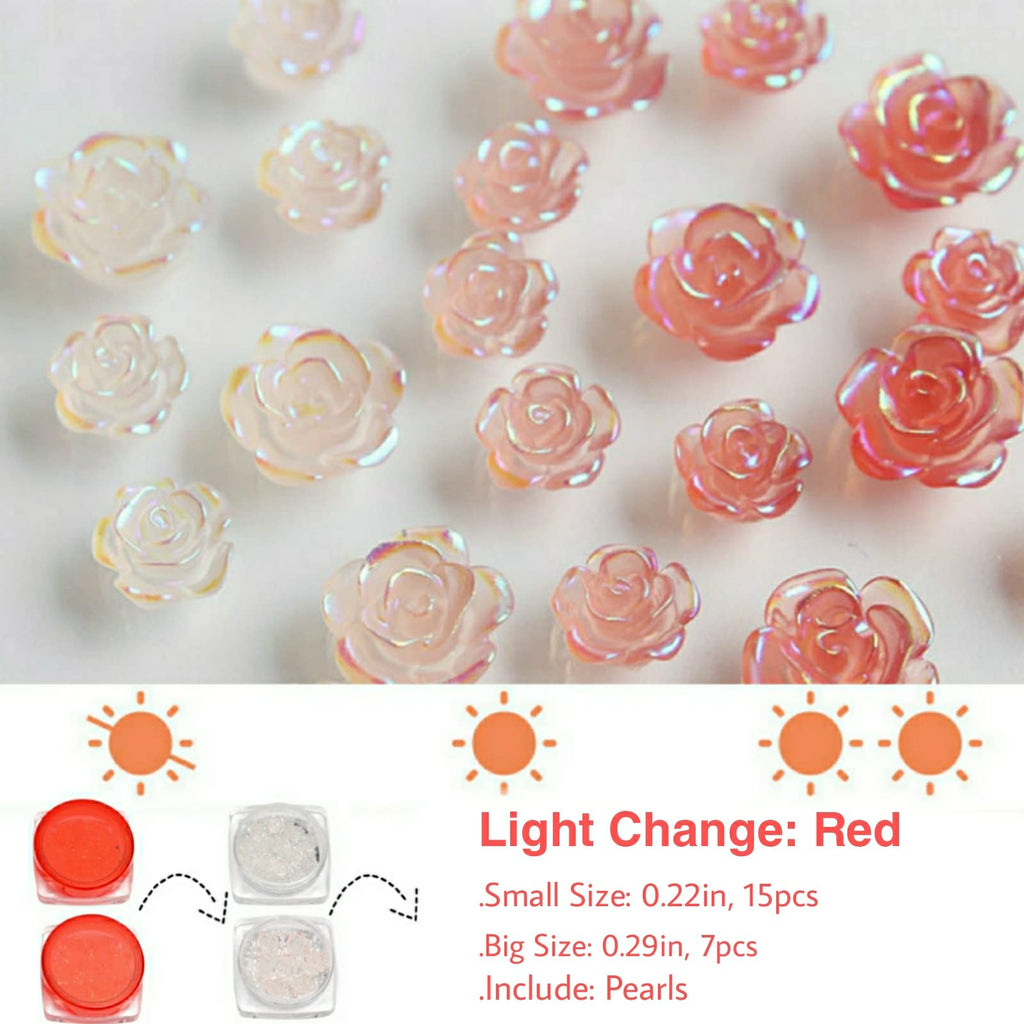 Funny Potatoes 3D resin flower charms with pearls and caviar beads closeup
