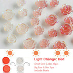 Funny Potatoes 3D resin flower charms with pearls and caviar beads closeup