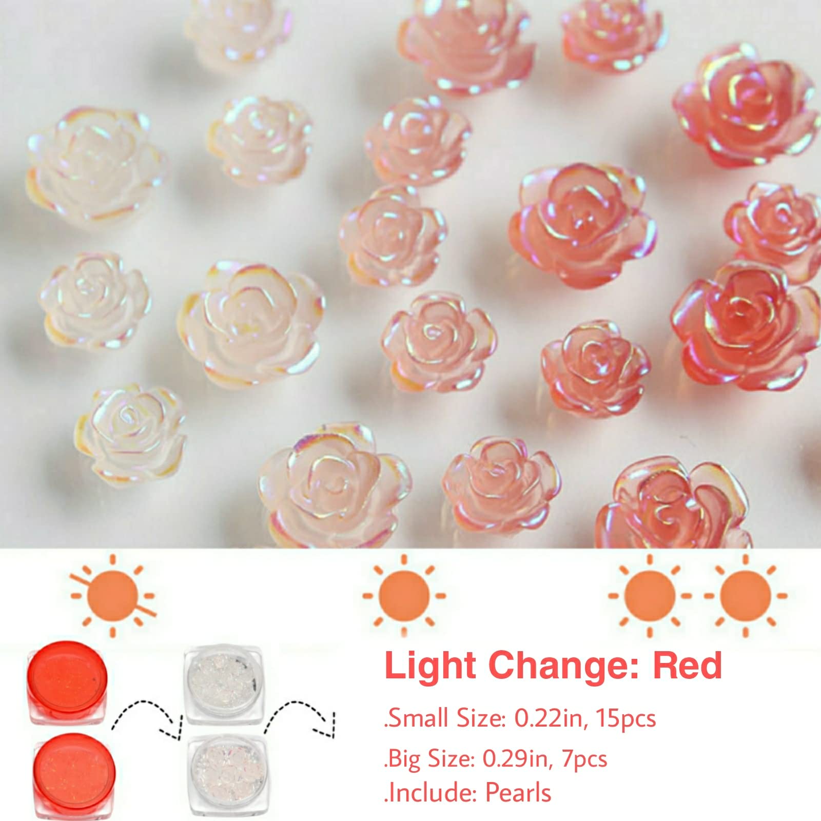 Funny Potatoes rose nail art supplies showing a mix of pearls and gold caviar beads.