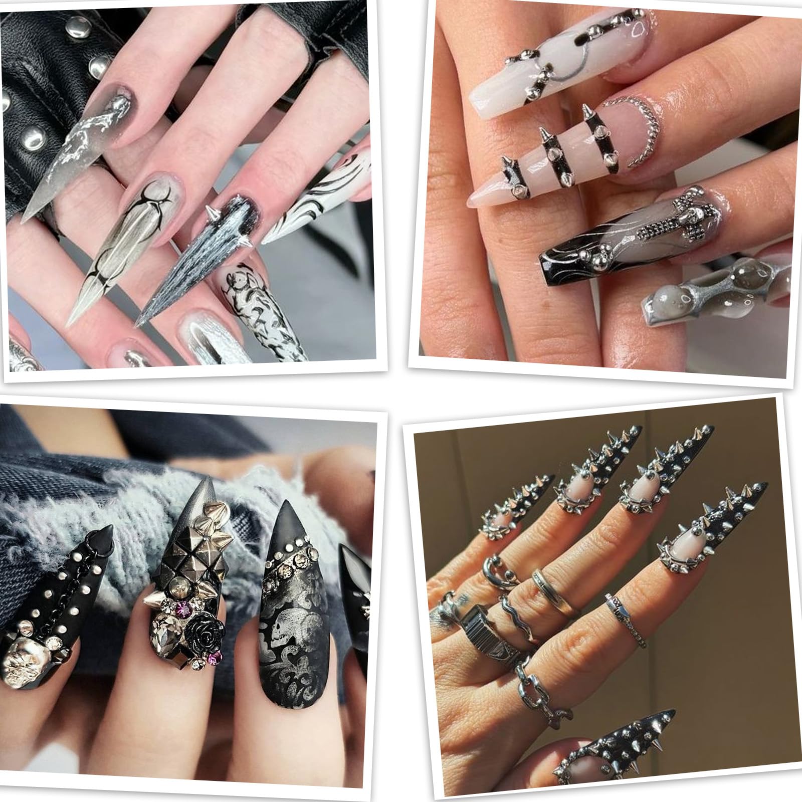Qulkws metal punk nail rivets in 12 grid organizer
