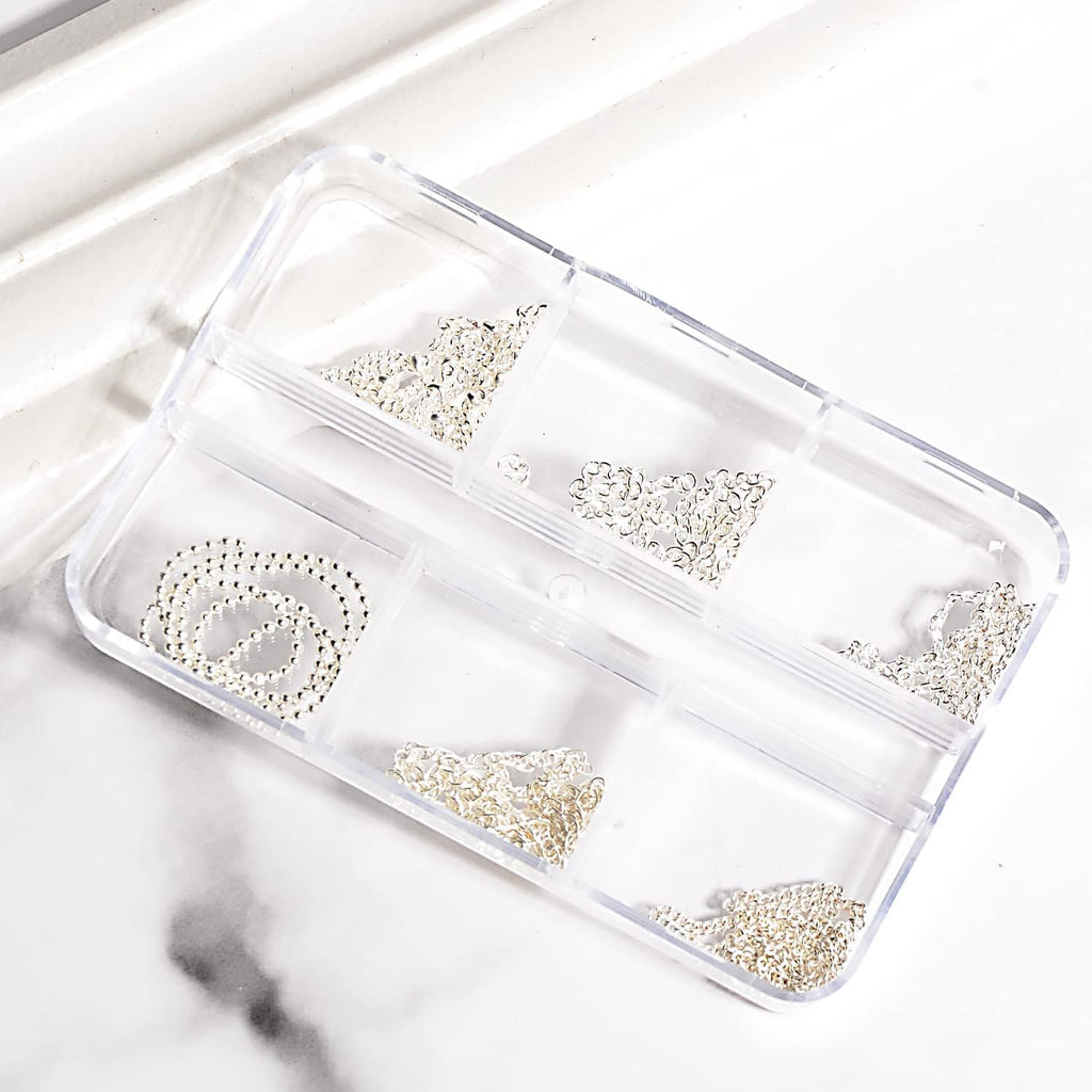 Creative DIY nail art design featuring Sindy Jerclity silver alloy chain accessories