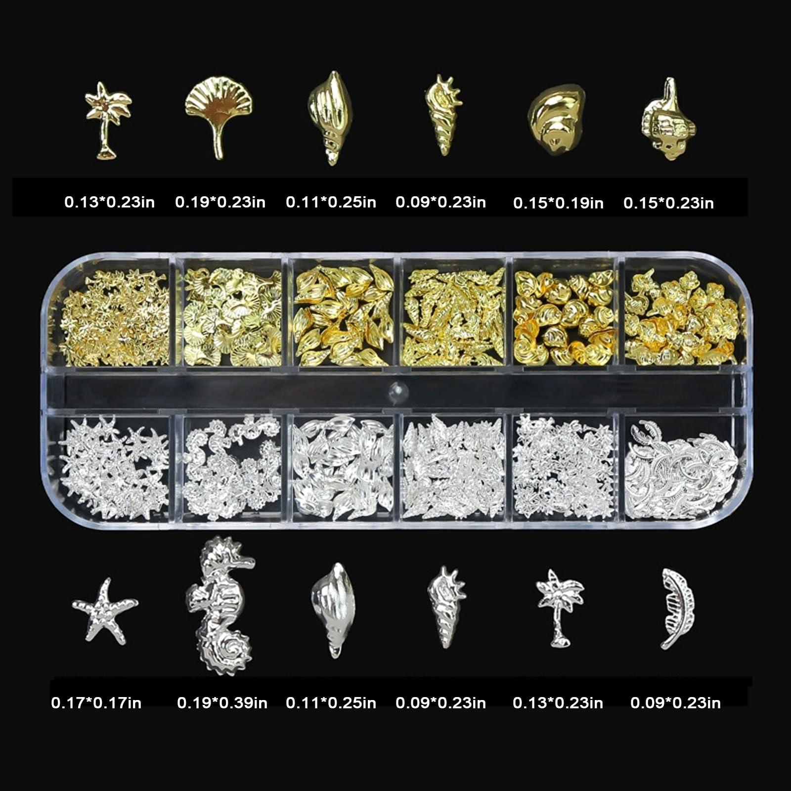 4 boxes of assorted 3D nail art decoration charms