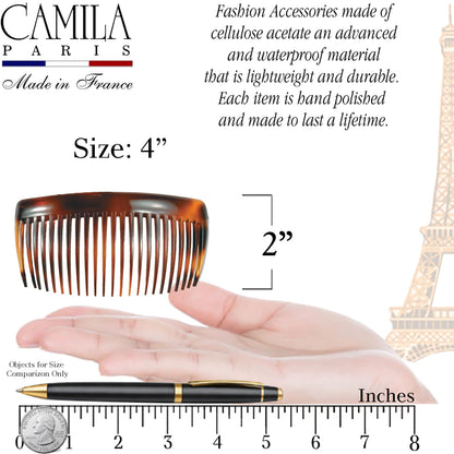 Close up of tortoiseshell pattern on Camila Paris hair comb