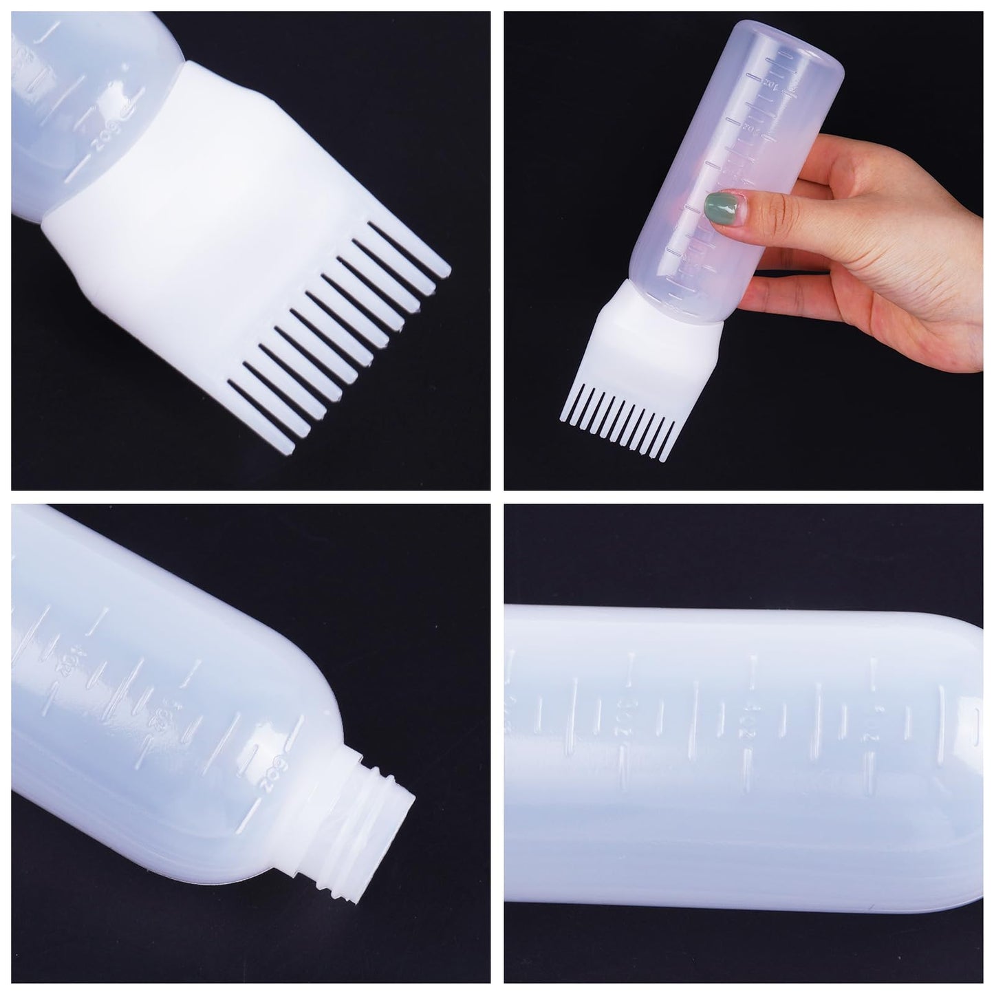 Two pack hair oil applicator brush bottles for salon and home scalp care
