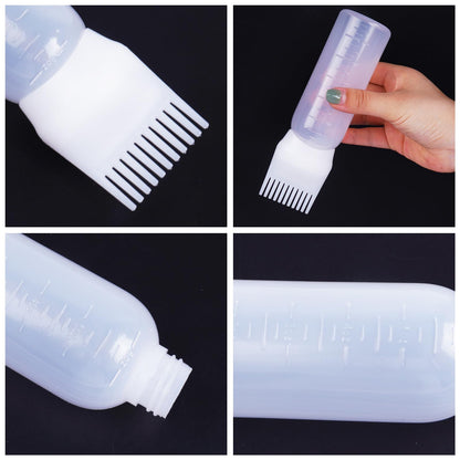 Two pack hair oil applicator brush bottles for salon and home scalp care
