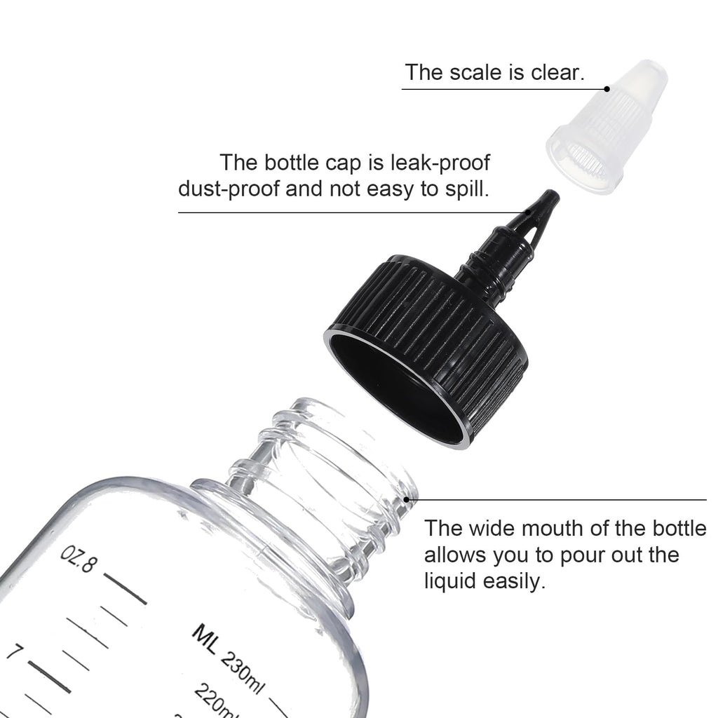 SynHHergyx plastic squeeze containers highlighting the adjustable black twist on top tip cap for controlled liquid flow.