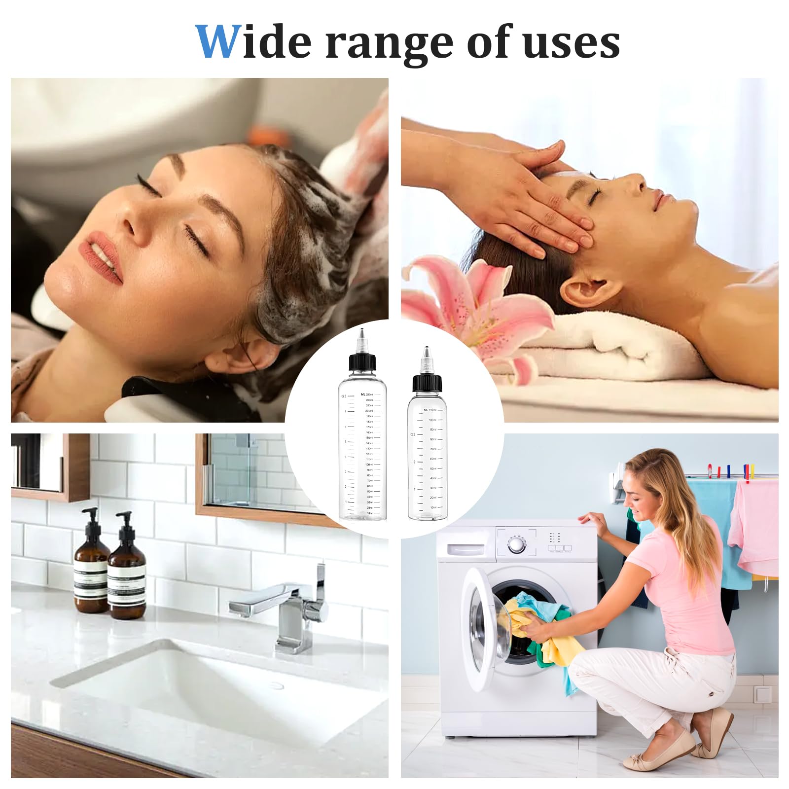 SynHHergyx personal care squeeze bottle set highlighting the complete package contents including the two distinct sizes.