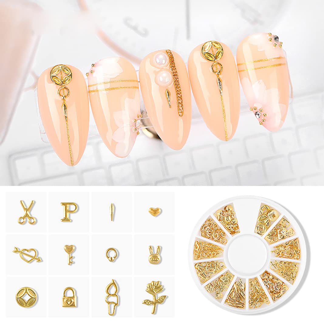 JERCLITY gold nail art jewelry wheels with included wax picker pencil and precision tweezers