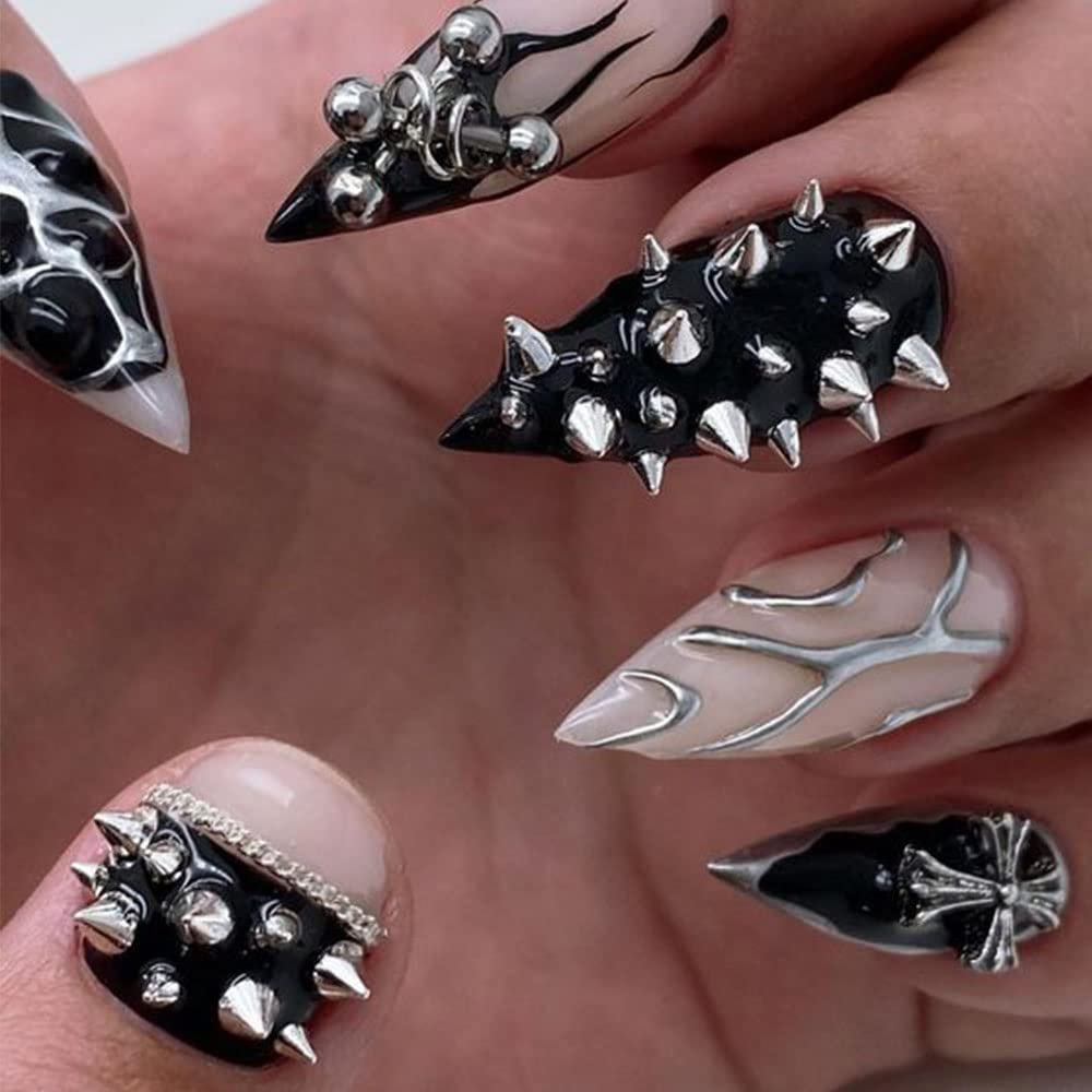 Jaliya metallic spike studs container showcasing separate compartments for gold and silver assortments