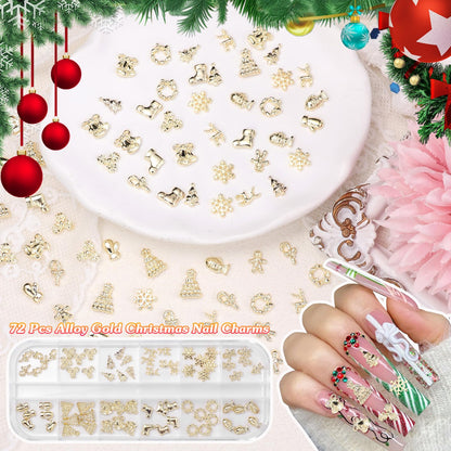 Festive holiday themed nail art decorations for acrylic nails