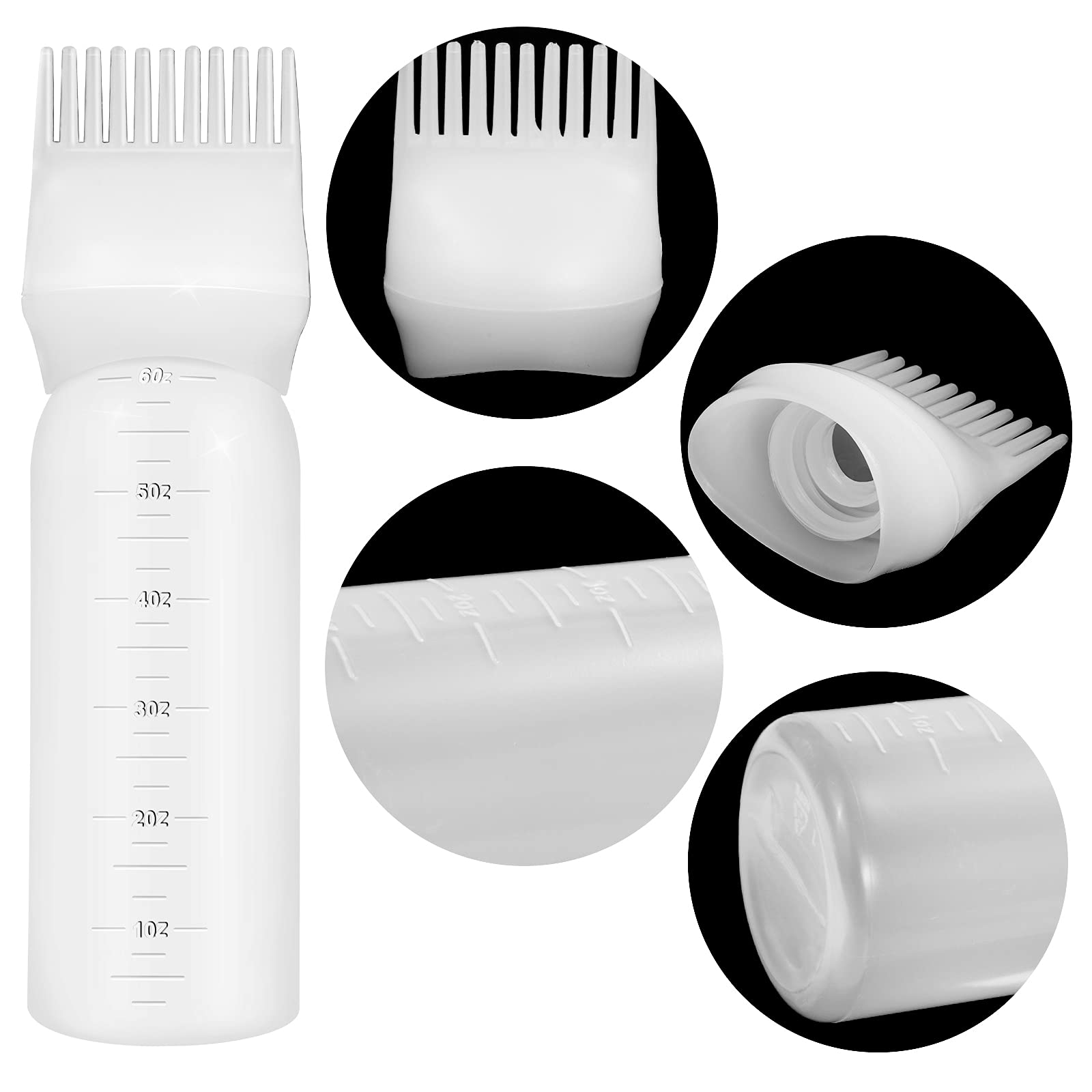ONLYFU root comb applicator bottle showing clear printed graduated scale markings on the side for precise measurement