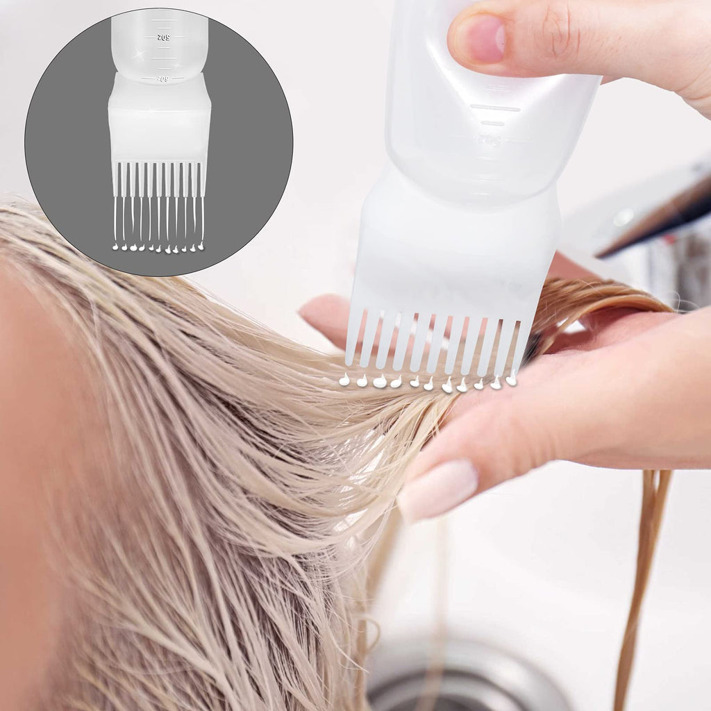 ONLYFU squeezable plastic hair oil brush applicator being held to demonstrate flexibility and easy grip
