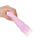 Washable and refillable plastic root comb bottle shown before assembly