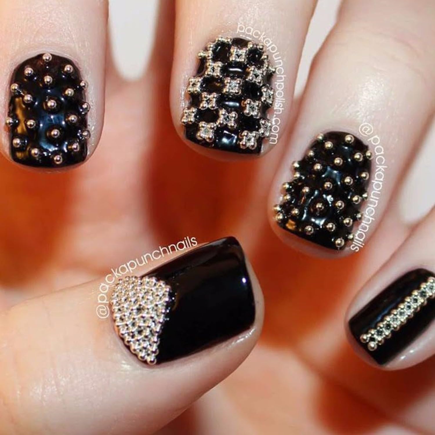 Detailed view of mixed size metallic steel beads for DIY manicure