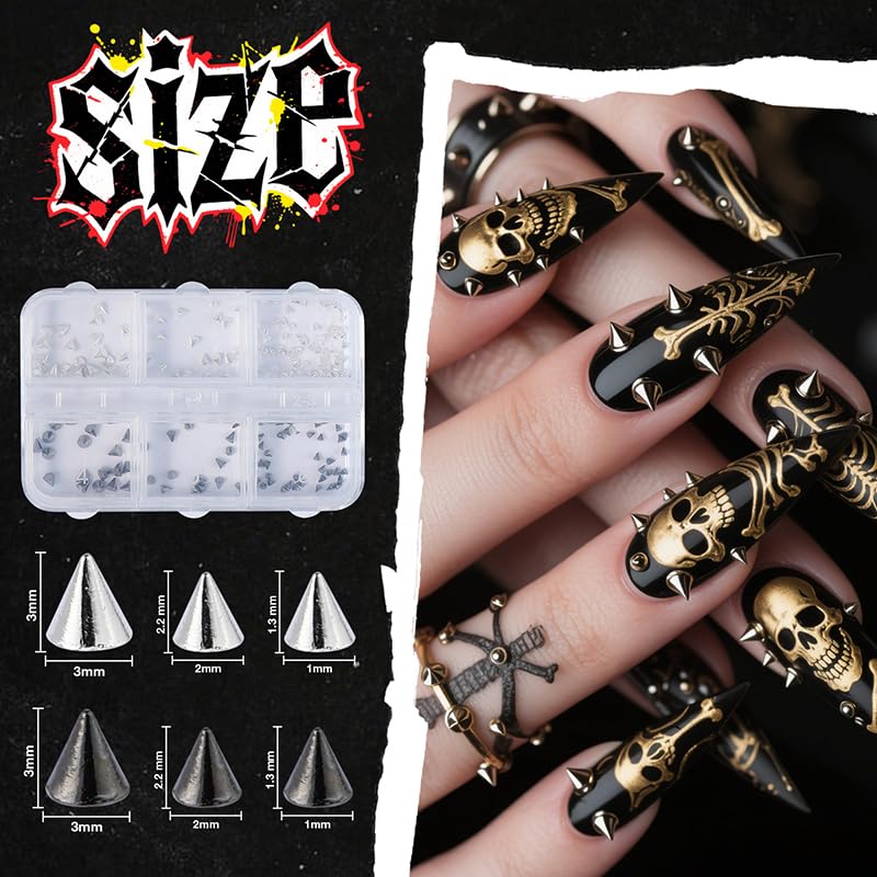 Amztown nail studs organized in storage grid boxes