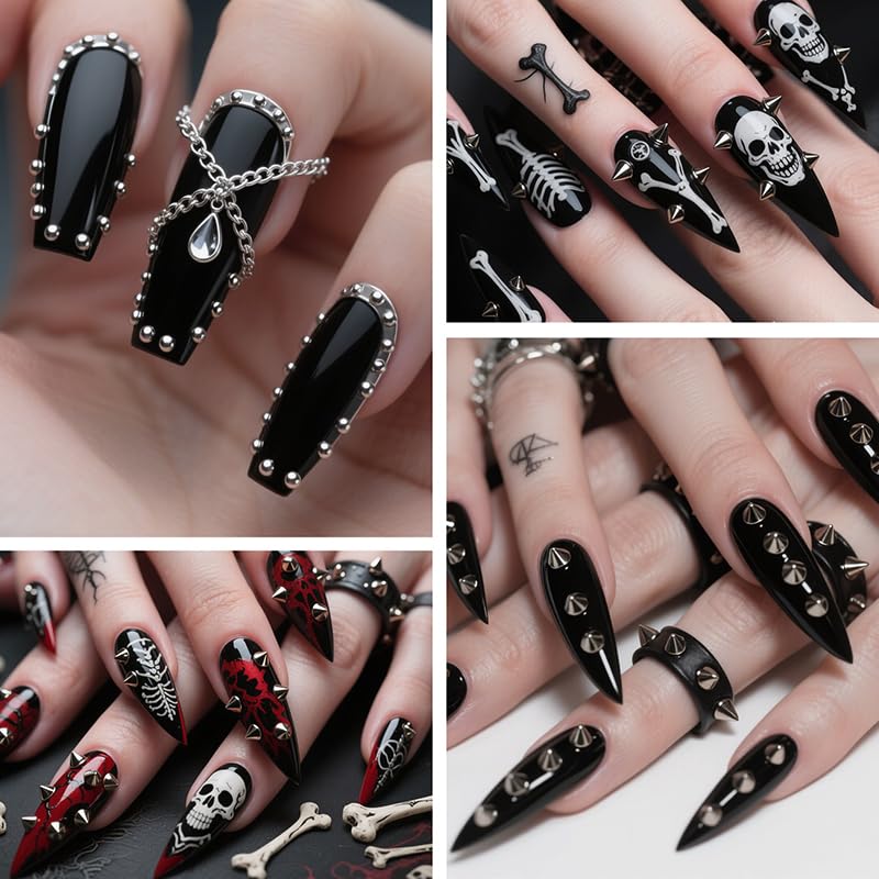 Different sizes of punk style nail art studs for manicure