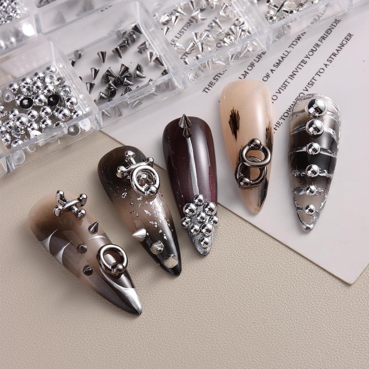 Assortment of Y2K gothic cross charms and steel balls