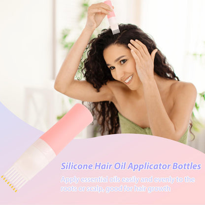 Hand holding the flexible DUAIU silicone shampoo brush demonstrating the soft and flexible texture of the scalp exfoliating bristles.