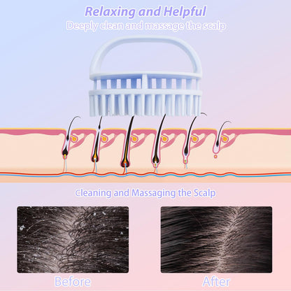 DUAIU head massager brush being utilized for a relaxing dry hair scalp massage to improve circulation.