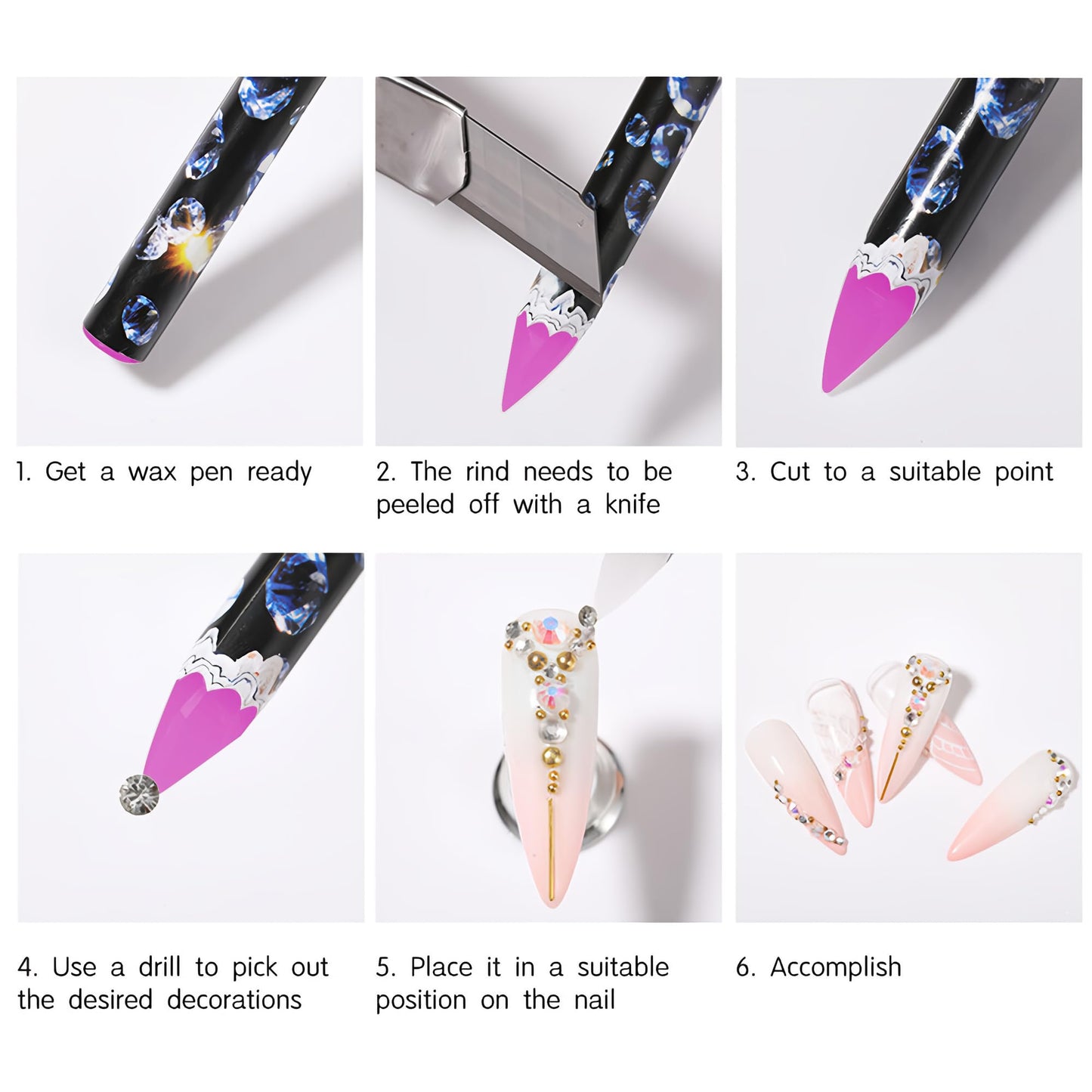 Authentic USA imported gem applicator pen kit for professional salon and DIY use.