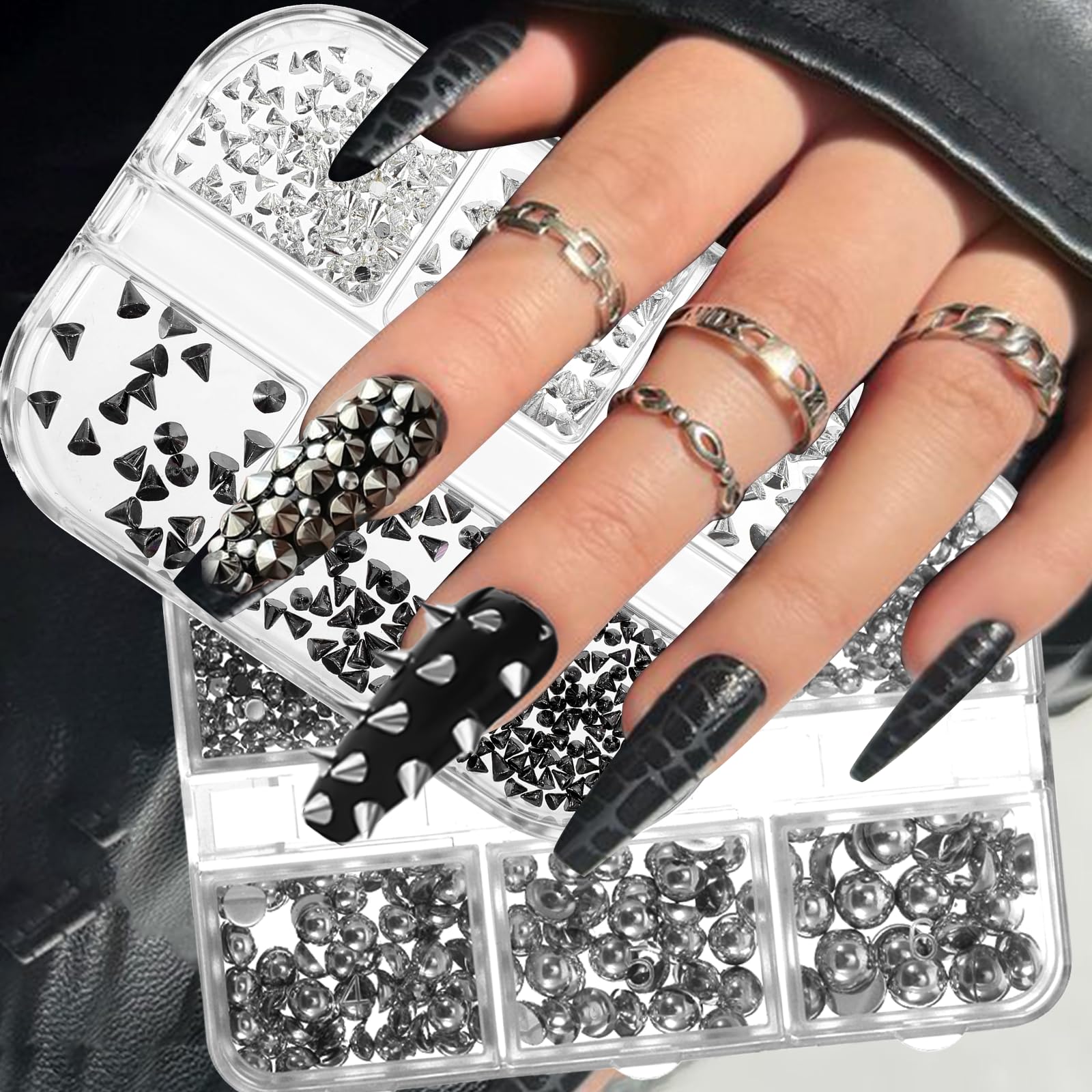 Nail art tweezers and dot-drill tools included in set