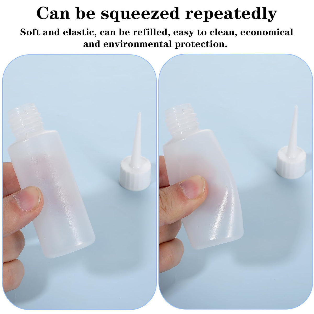 BlingKingdom craft glue dispenser bottles showing the removable leak-proof screw cap mechanism