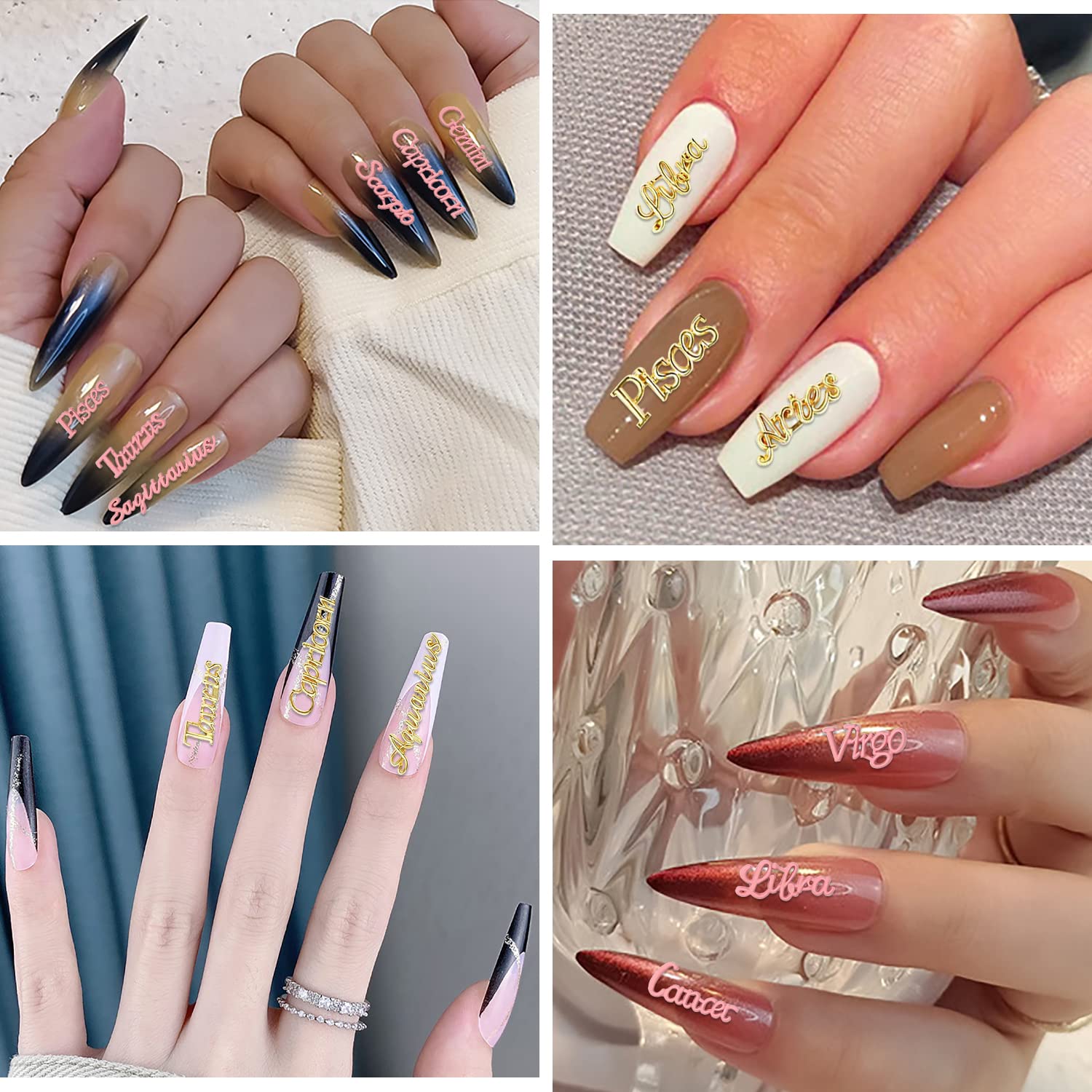 Complete packaging of seventy-two pieces celestial nail art accessories sorted by style.