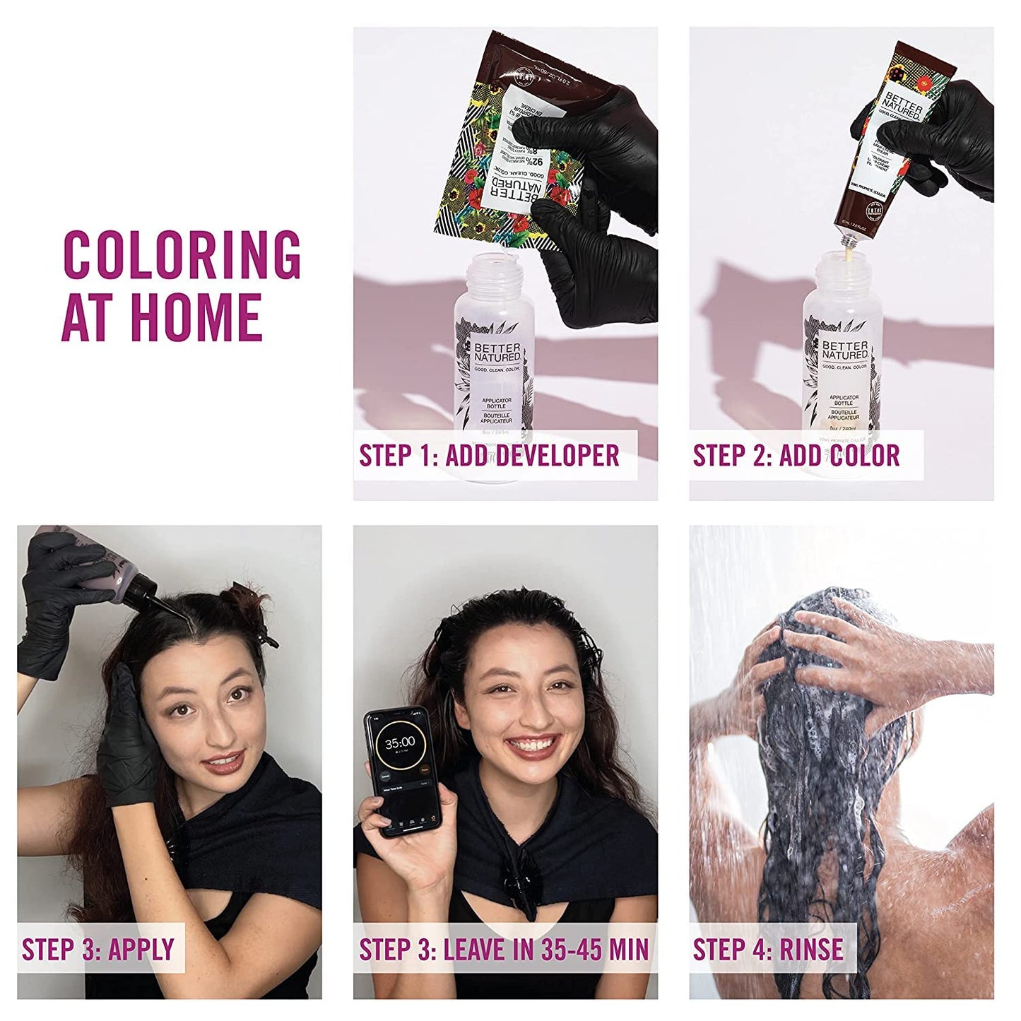 Close-up of the precise tip on the Better Natured hair color mixing accessory for parting hair