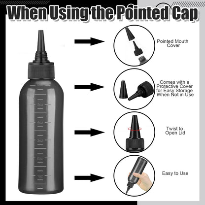 ProSuites hair dye bottle package showing the primary black container along with the three included pointed mouth covers.