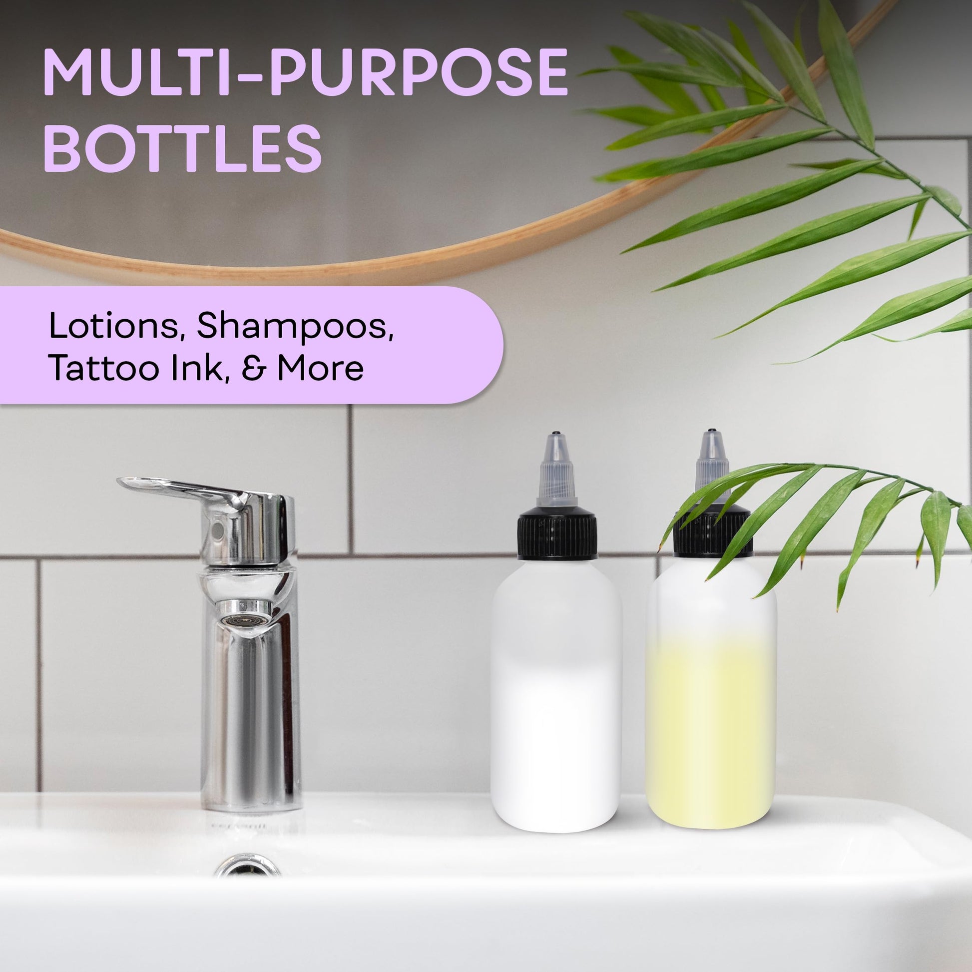 Two pack of empty refillable plastic applicator bottles standing upright