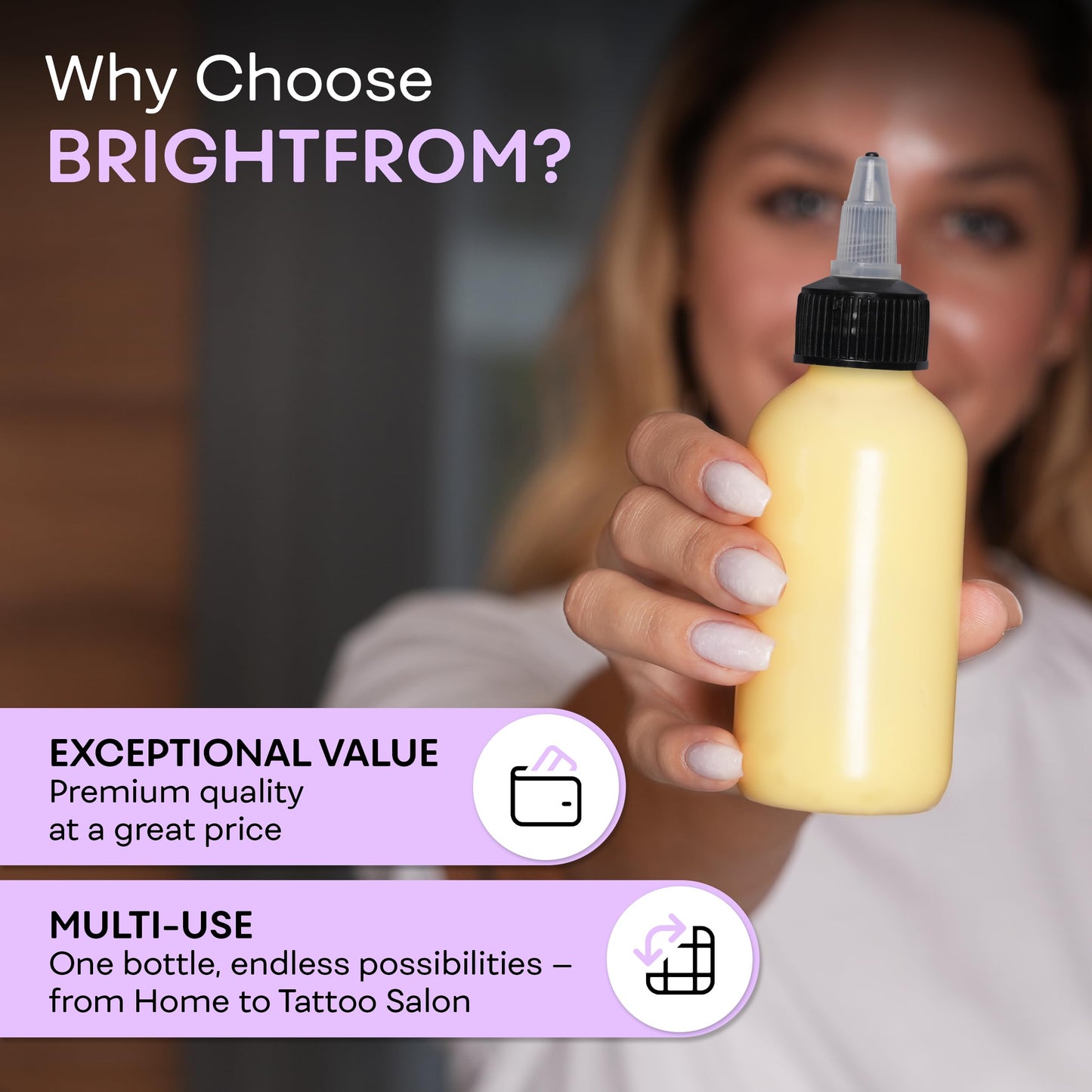BRIGHTFROM multi purpose squeeze bottle with adjustable dispensing tip cap