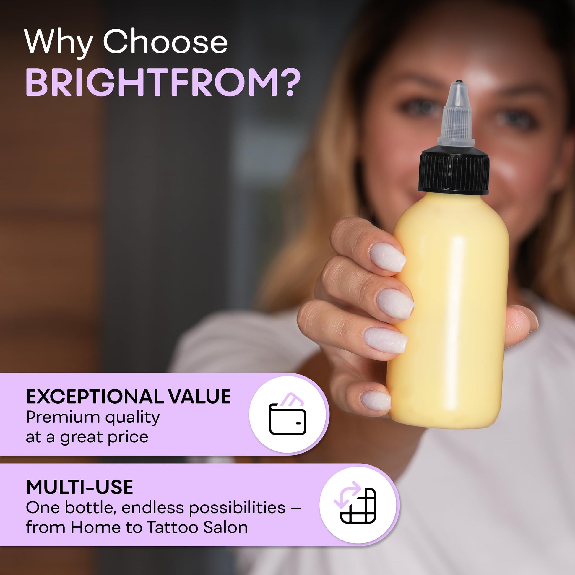 BRIGHTFROM multi purpose squeeze bottle with adjustable dispensing tip cap