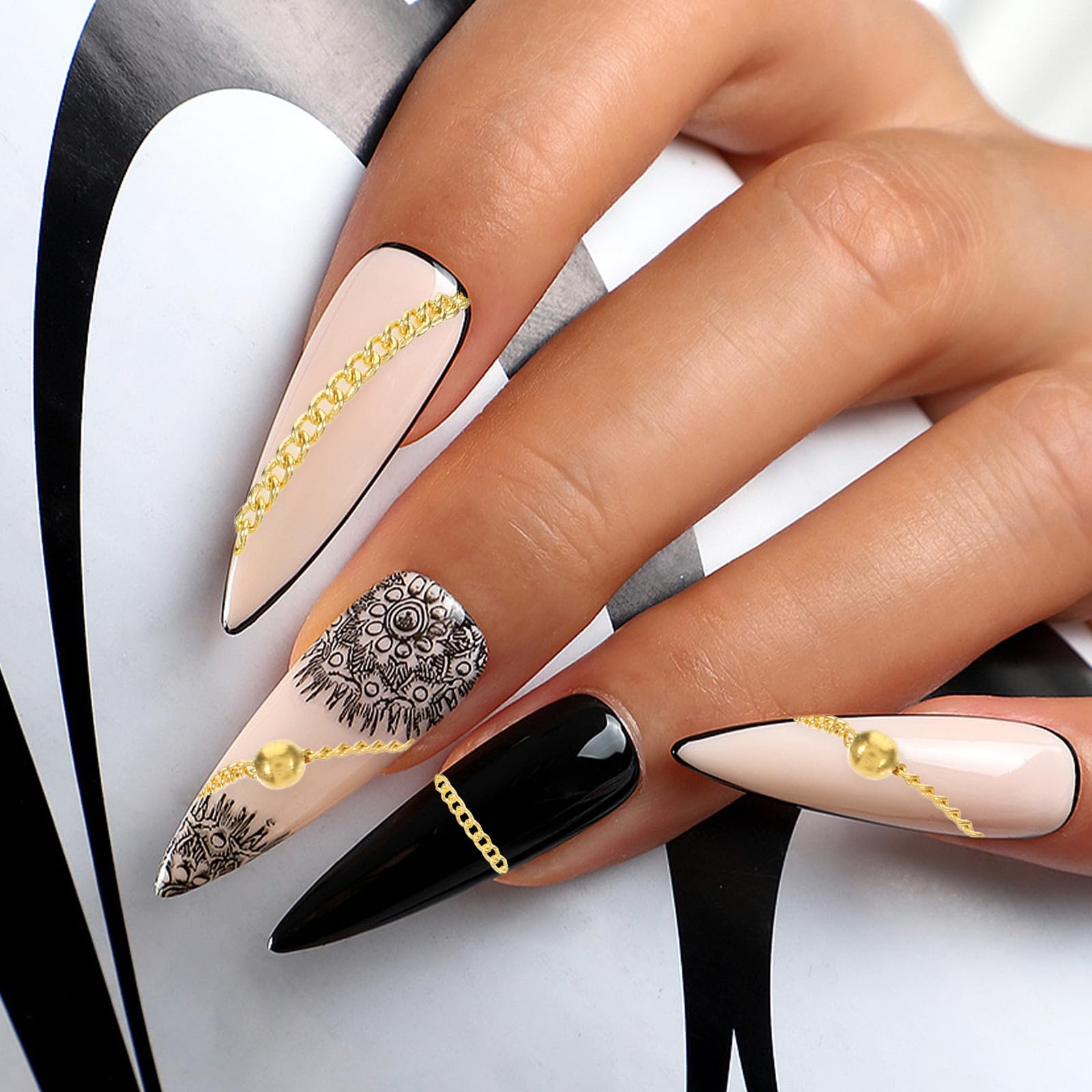 Detailed view of punk style black and metal nail studs