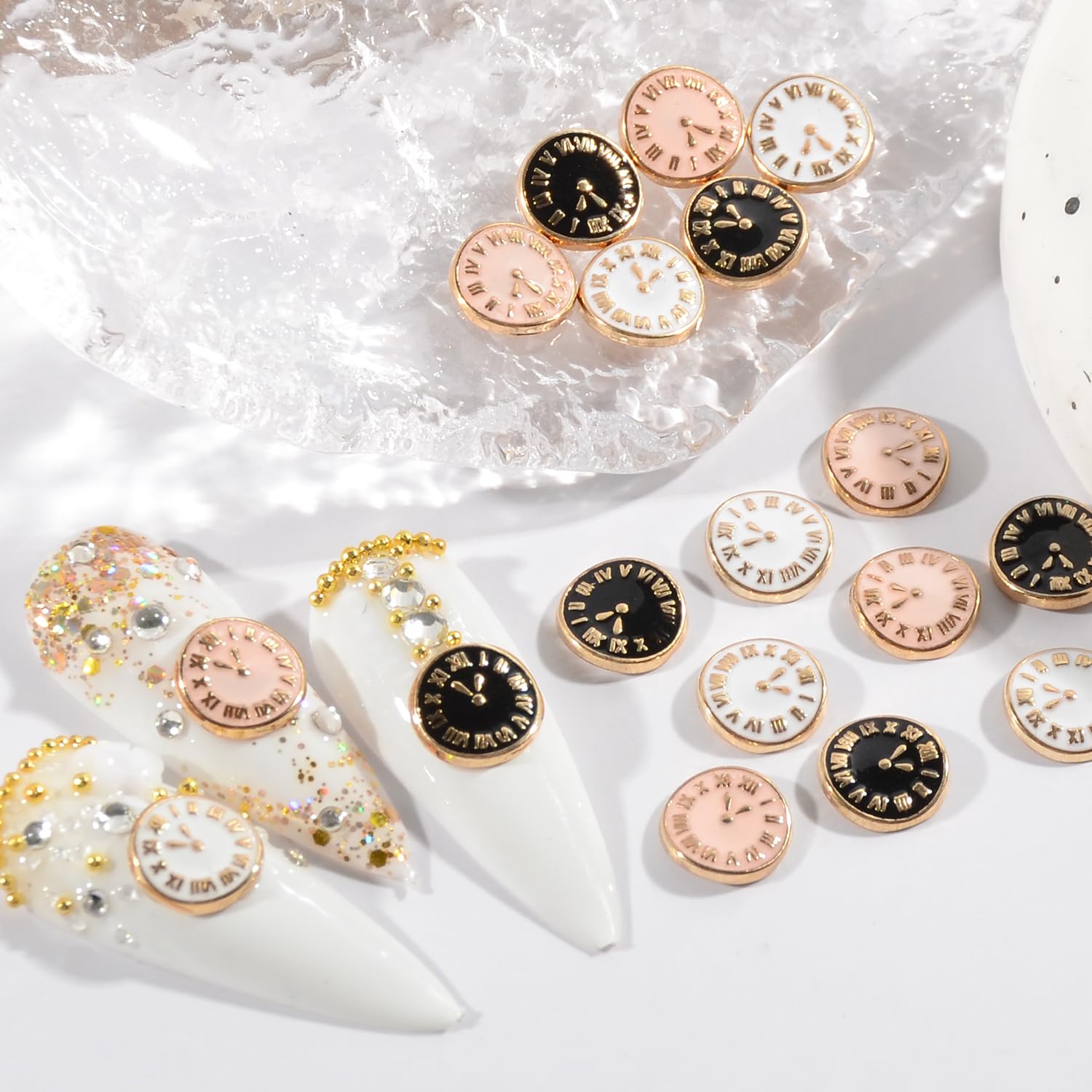 Qimyar pocket watch nail decorations on display