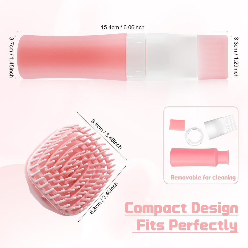 Generic hair care set showing the leak-proof cap mechanism and the built-in scalp massager nozzles.