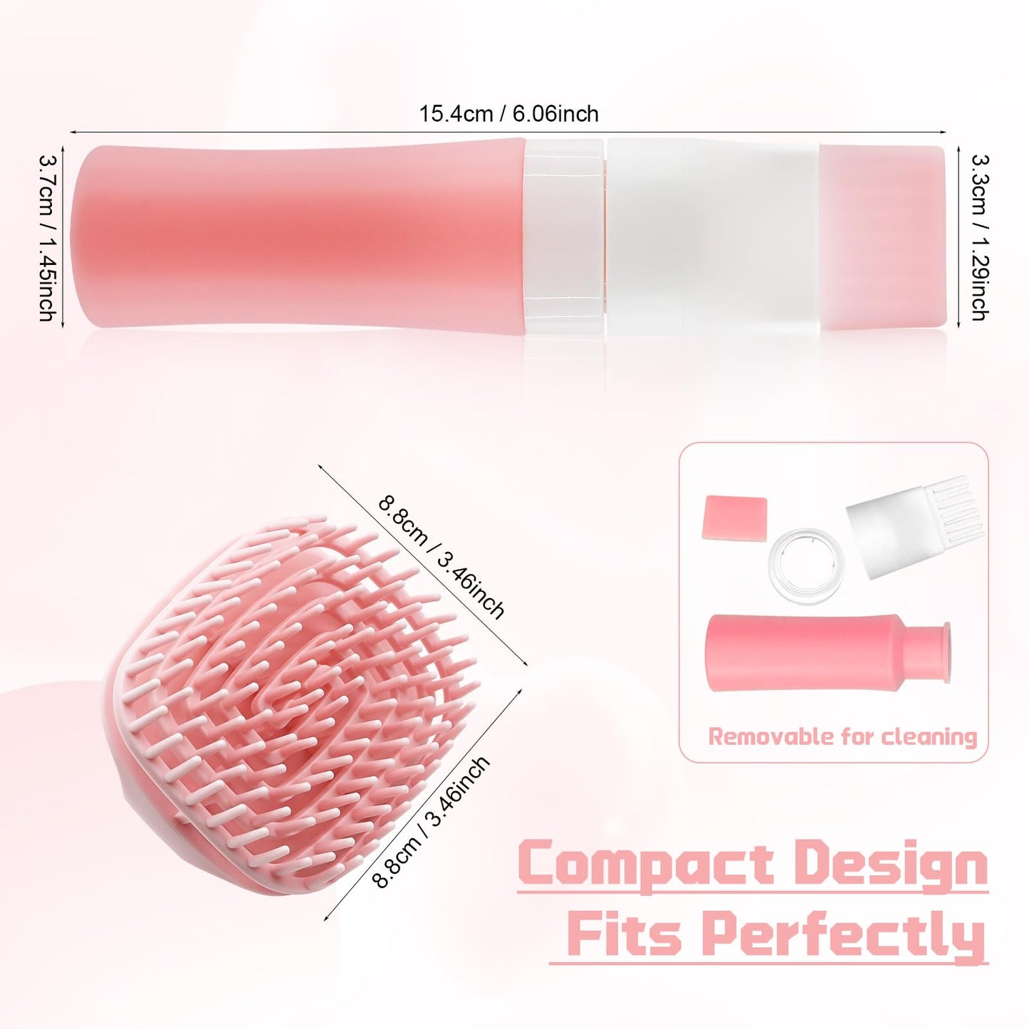 Generic hair care set showing the leak-proof cap mechanism and the built-in scalp massager nozzles.