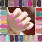 Manicure showcase featuring gold and silver micro studs