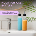 BRIGHTFROM eight ounce refillable clear plastic bottles side perspective displaying structural thickness