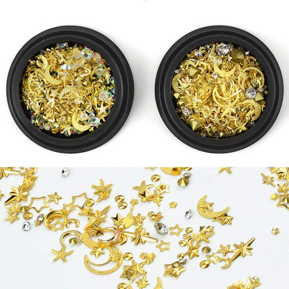 MEILINDS sparkle rhinestones and hollow geometric charms arranged for DIY styling