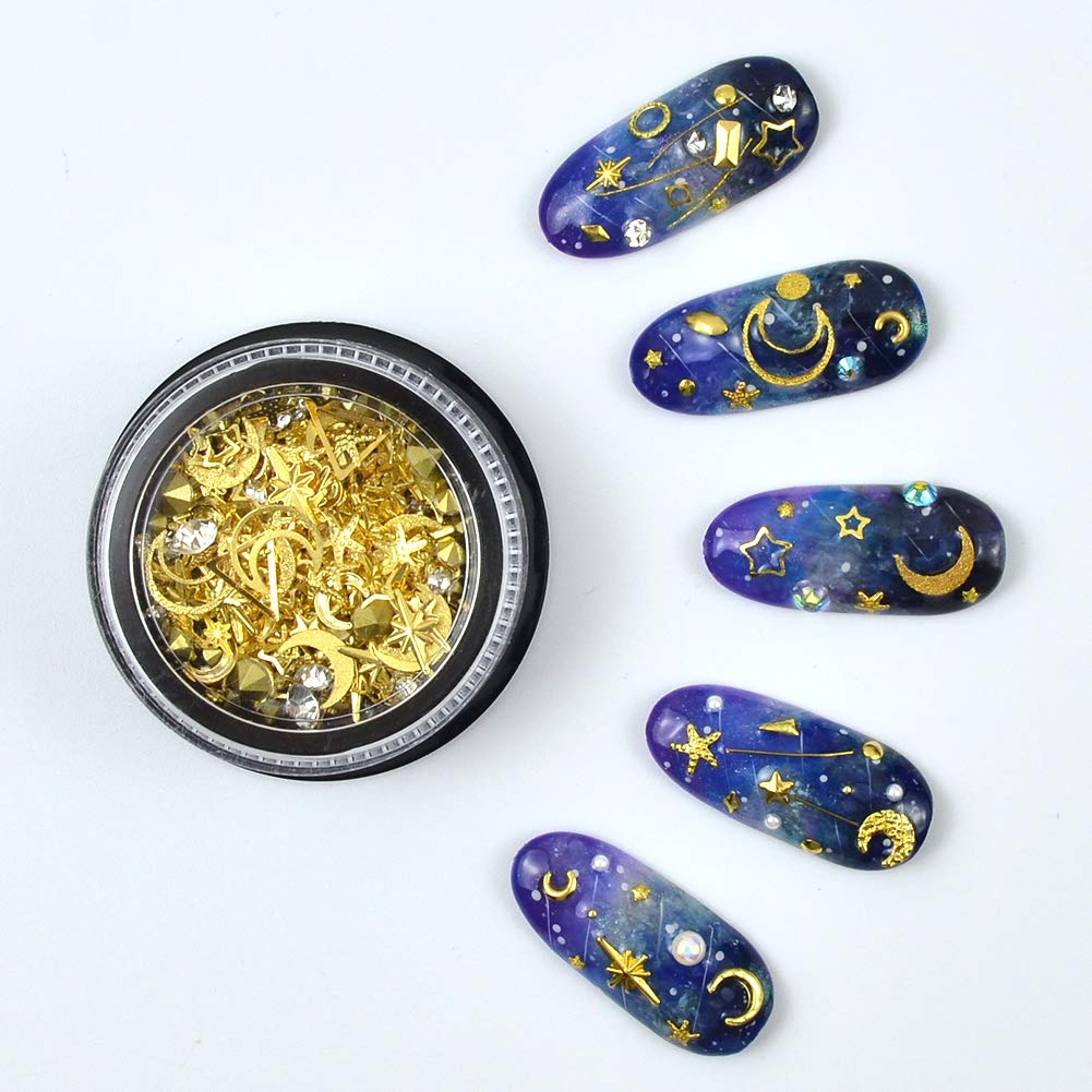 MEILINDS artificial pearls and hollow celestial stars mixed for nail art designs