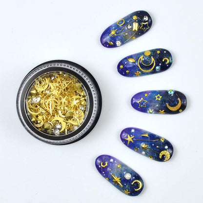 MEILINDS artificial pearls and hollow celestial stars mixed for nail art designs