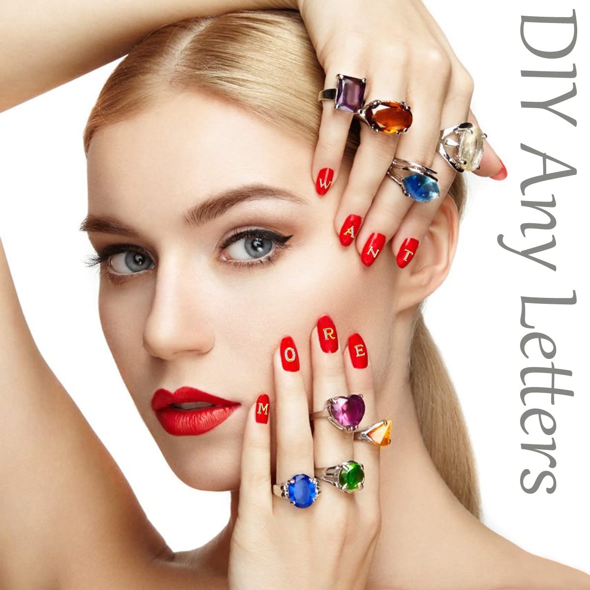 Individual golden alphabet letter gems from A to Z highlighting the embedded crystal rhinestone detailing.