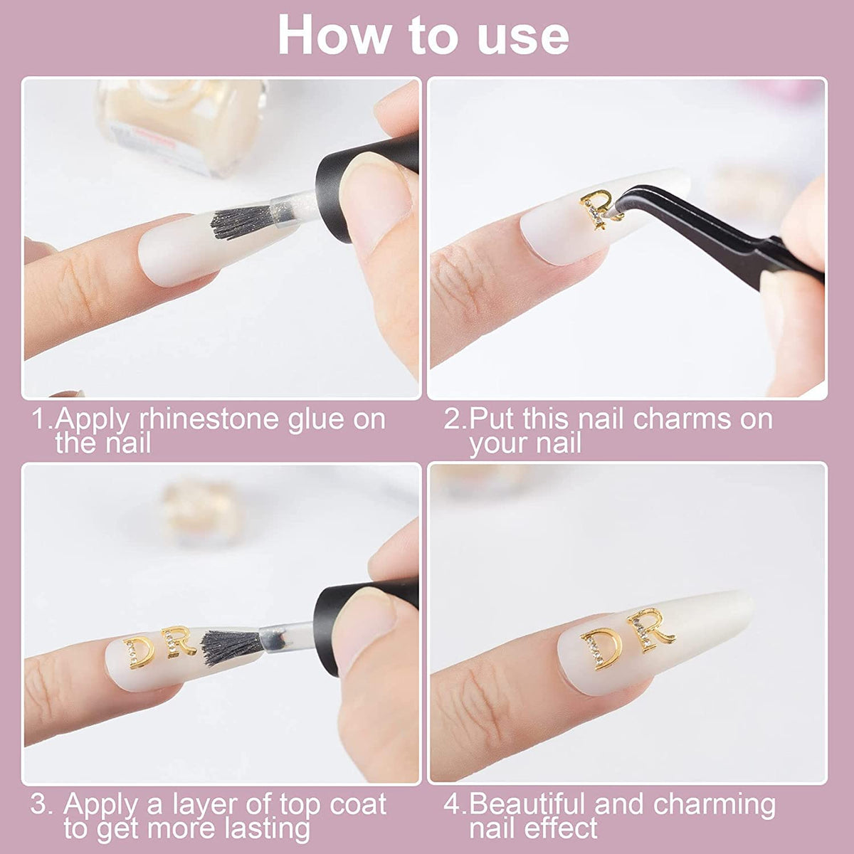 Qiipii alloy rhinestone letter charms for nail art design