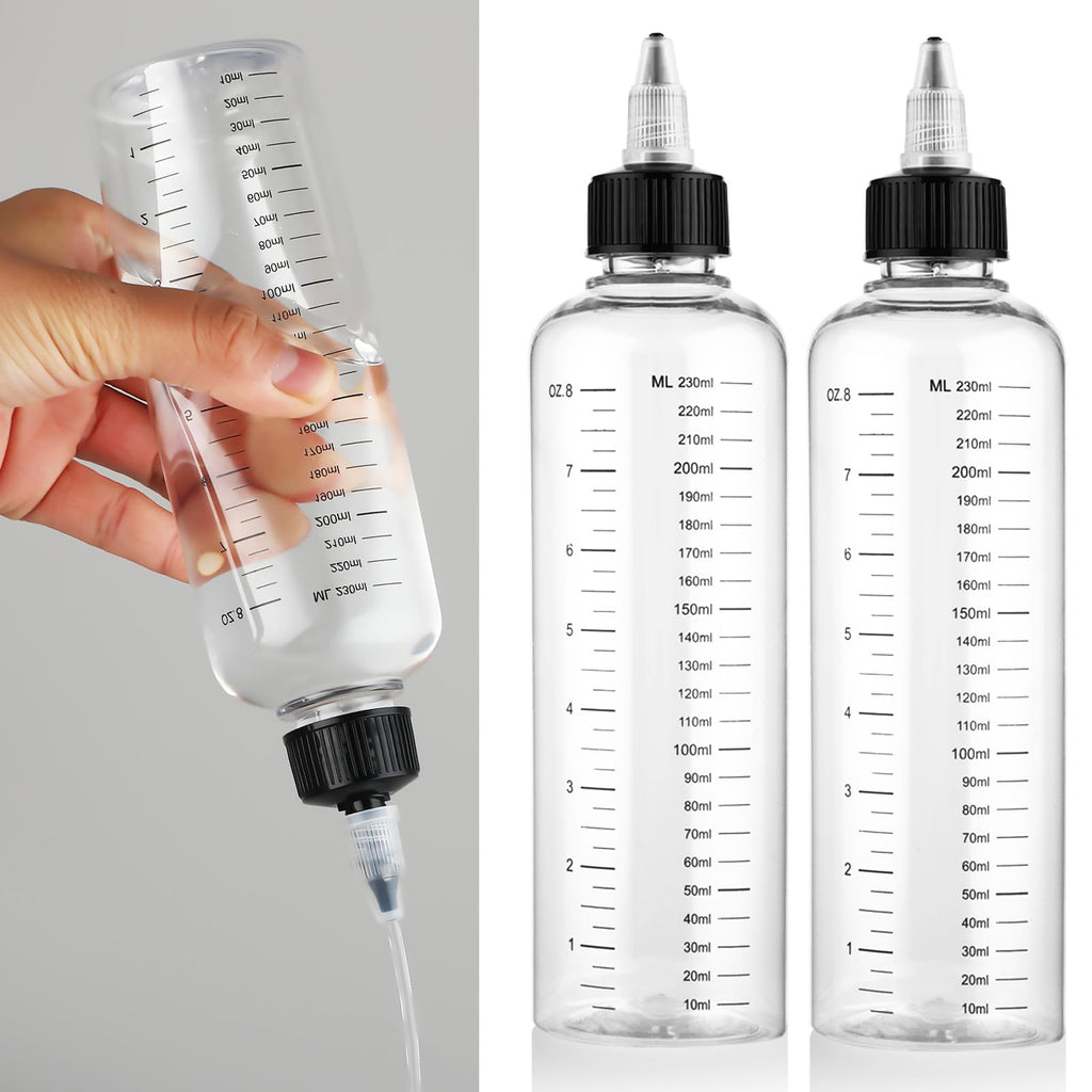 Eight point five ounce capacity empty scale bottle detailing the secure closure mechanism
