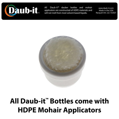 Side profile of the empty eight ounce liquid applicator bottle highlighting the durable construction and airtight sealing cap.
