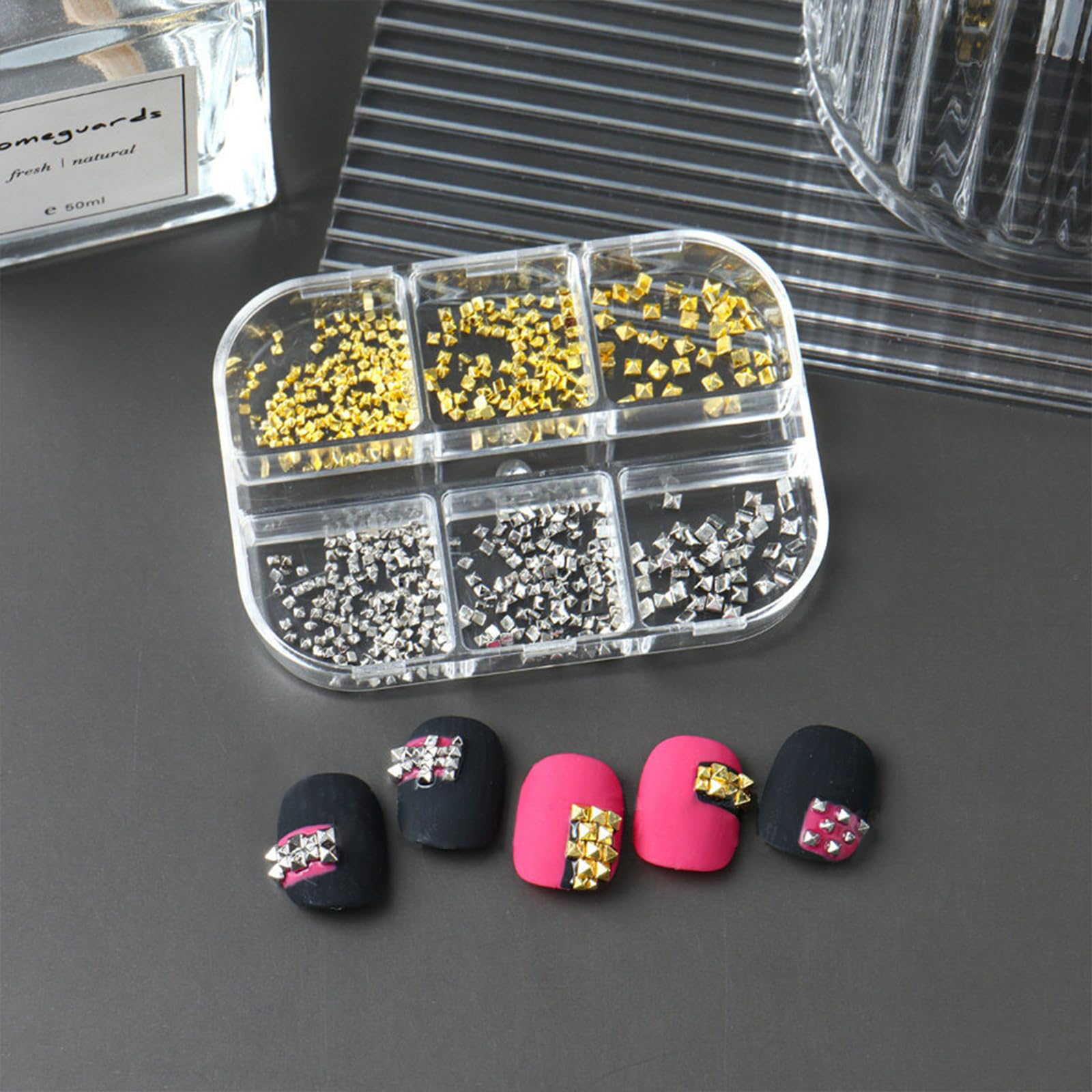 Flat back metal spike studs for professional nail decoration
