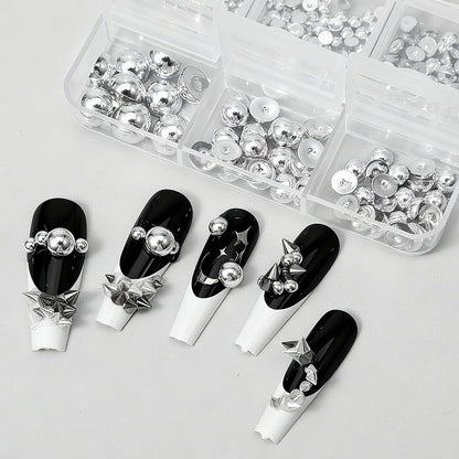 Teaaha nail art kit featuring black and silver cone spikes