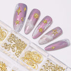 Jaliya celestial nail studs arranged by shape in grid