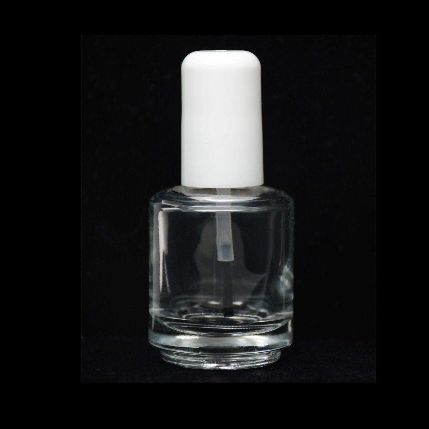 Two pack of empty refillable glass containers for nail treatments and custom formulas with secure airtight caps.
