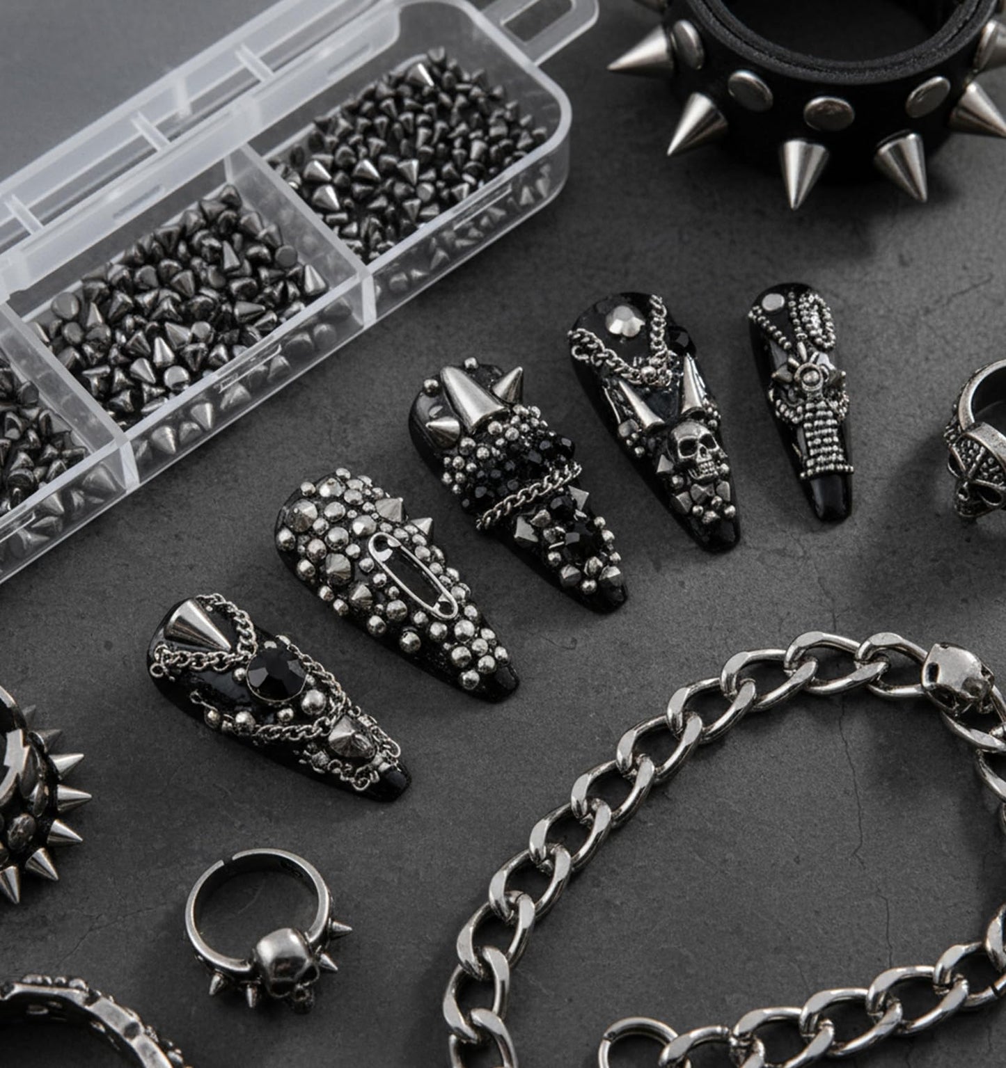 Mini metal cone spikes for gothic nail art design